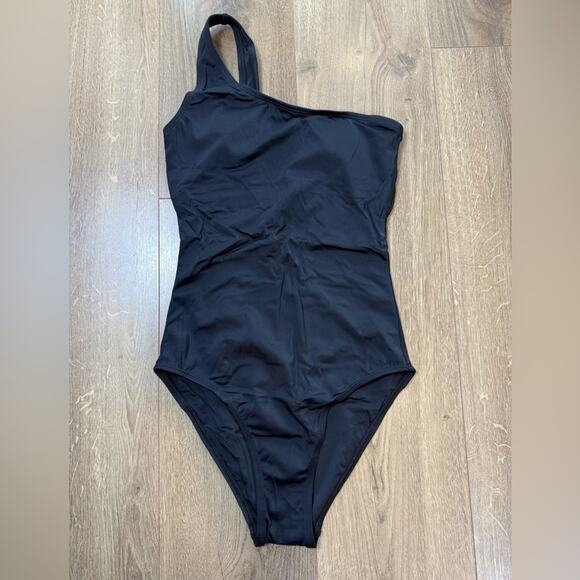 NWT Andie Swim The Nantucket One Shoulder One Piece Black Swimsuit Sz Sm Tall - Picture 2 of 8